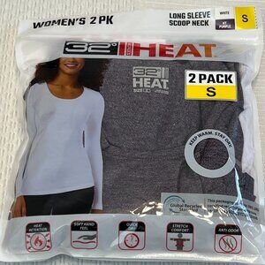 32 Degrees HEAT Womans Long Sleeve Scoop‎ Neck Shirt Top - 2 pack Size Small